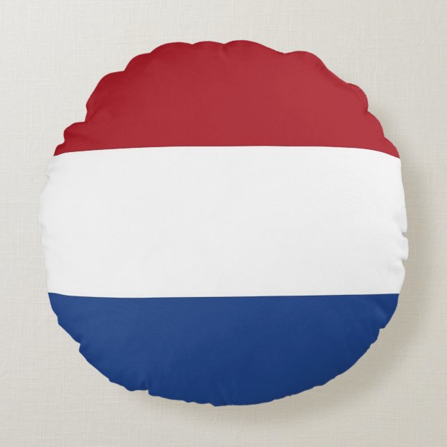 Ronde Sierkussen met vlag van Nederland Rond Kussen (Voorkant)