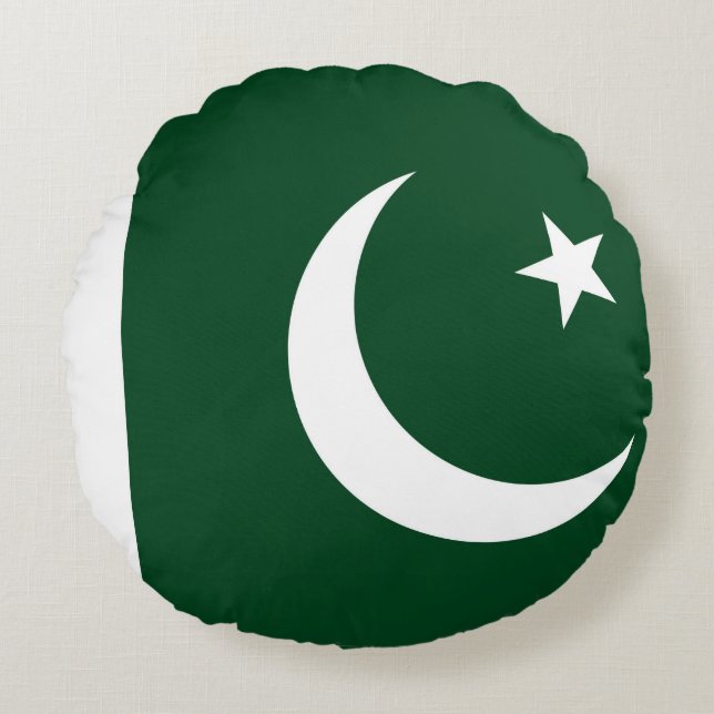 Ronde Sierkussen met vlag van Pakistan Rond Kussen (Voorkant)