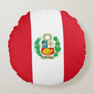 Ronde Sierkussen met vlag van Peru Rond Kussen