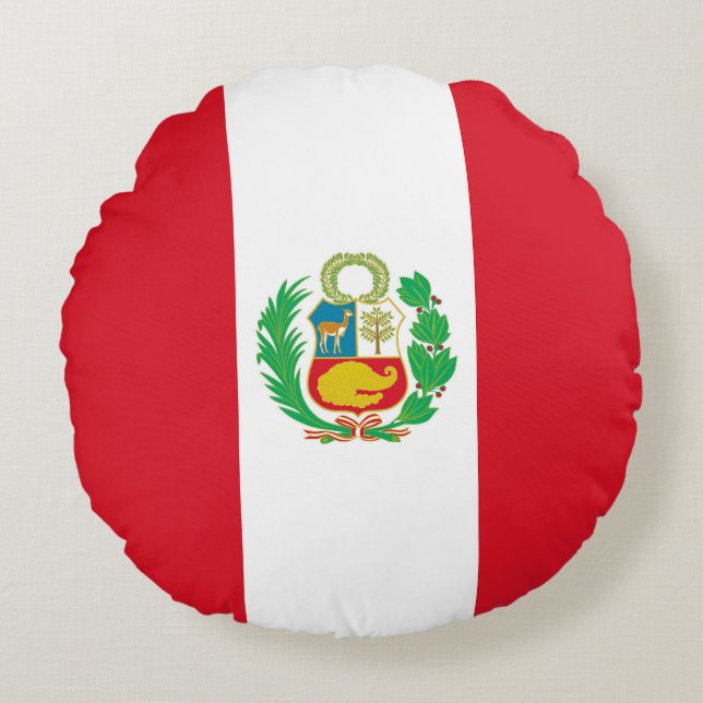Ronde Sierkussen met vlag van Peru Rond Kussen (Voorkant)