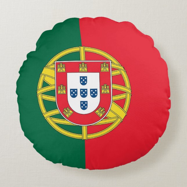 Ronde Sierkussen met vlag van Portugal Rond Kussen (Voorkant)