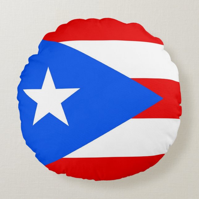 Ronde Sierkussen met vlag van Puerto Rico Rond Kussen (Voorkant)