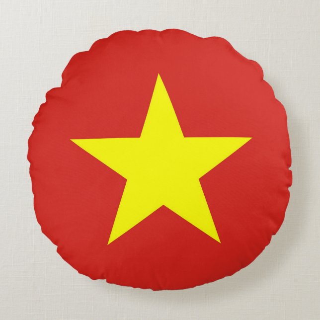 Ronde Sierkussen met vlag van Vietnam Rond Kussen (Voorkant)