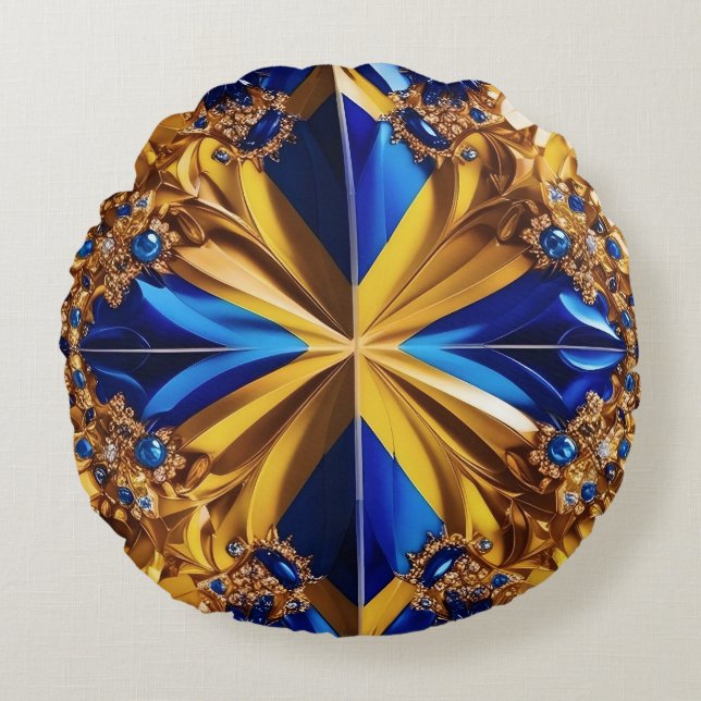 Ronde Sierkussen met Zweedse kleuren Rond Kussen (Voorkant)