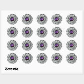 Ronde Silver en Amethyst Print Sticker (Vel)
