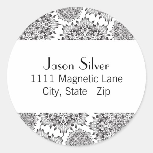 Ronde Silver Flame Adresetiketten Sticker (Voorkant)
