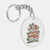 Ronde Sleutelhanger (Doodle - handgetekend) (Voorkant Links)