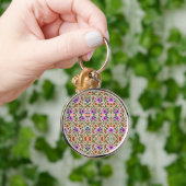 Ronde sleutelhanger met ingewikkelde bloempatronen (Hand)