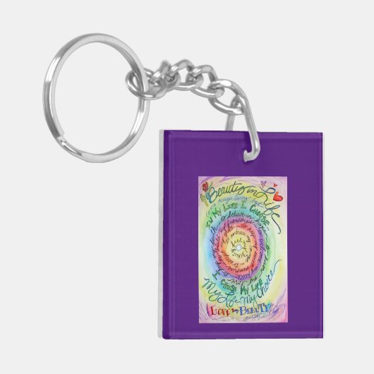 Ronde Sleutelhangers van Rainbow Cancer Poem Art (Voorkant Links)