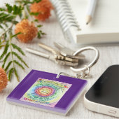 Ronde Sleutelhangers van Rainbow Cancer Poem Art (Voorkant Rechts)