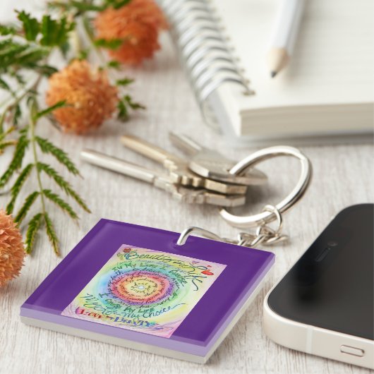 Ronde Sleutelhangers van Rainbow Cancer Poem Art (Voorkant Rechts)