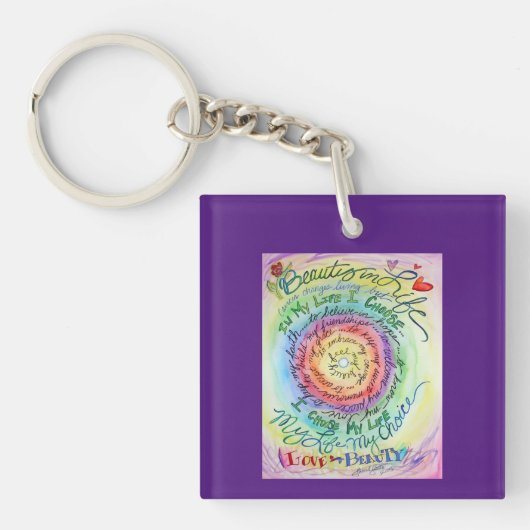 Ronde Sleutelhangers van Rainbow Cancer Poem Art (Voorkant)