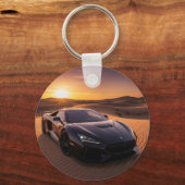 Ronde sleutelhangers voor sportauto's in de woesti (Voorkant)