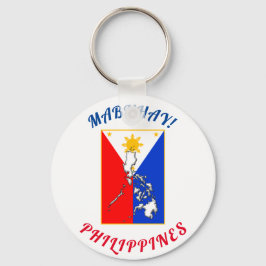 Ronde sleutelketen met Filipijnse vlag en kaart Sleutelhanger