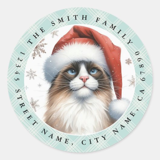 Ronde Sneeuwschoenkat Stickers (Voorkant)