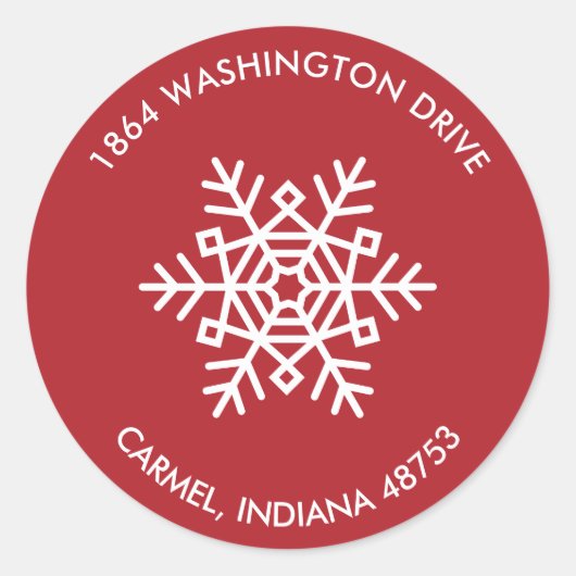 Ronde sneeuwvlok retour adreslabels ronde sticker (Voorkant)