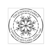 Ronde Snowflake Familienaam Retouradres Rubberstempel (Afrduk)