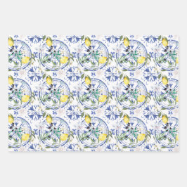 Ronde, , Spaanse tegel, middellandse zee, citroen, Inpakpapier Vel