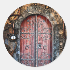 Ronde Steampunk Door Pocket Watch Bruiloft Sticker