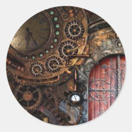 Ronde Steampunk Door Pocket Watch Bruiloft Sticker