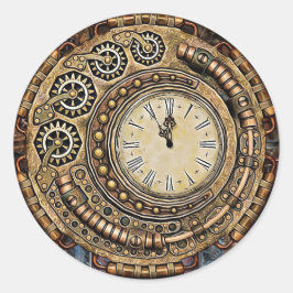 Ronde Steampunk Pocket Watch Bruiloft Sticker
