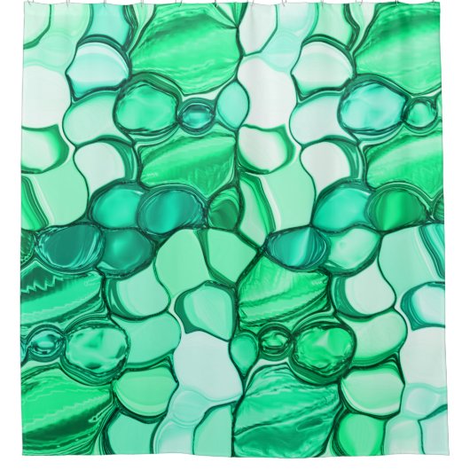 Ronde stenen in tinten van groen tot groen douchegordijn (Voorkant)