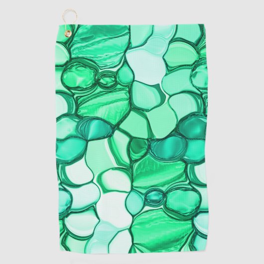 Ronde stenen in tinten van groen tot groen golfhanddoek (Voorkant)
