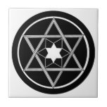 Ronde ster van David Tegeltje<br><div class="desc">Ster van David in zwart-wit in een cirkel.</div>