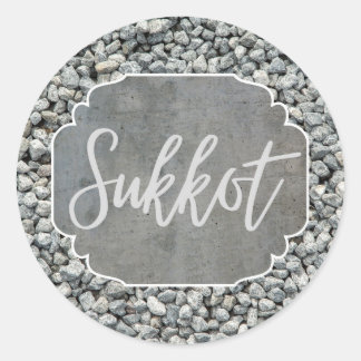 Ronde Sticker cadeau label Sukkot Silver Grey