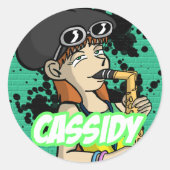 Ronde Sticker Cassidy (Voorkant)