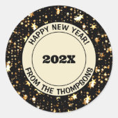 ronde sticker | Feestelijk 3-inch Happy New Year! (Voorkant)