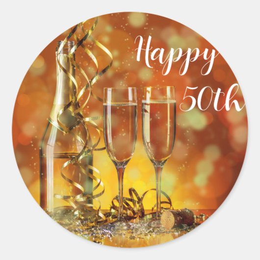 Ronde sticker Gefeliciteerd 50 jaar jubileum (Voorkant)