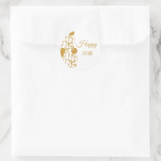 Ronde Sticker Gelukkig 50ste Jubileum (Tas)