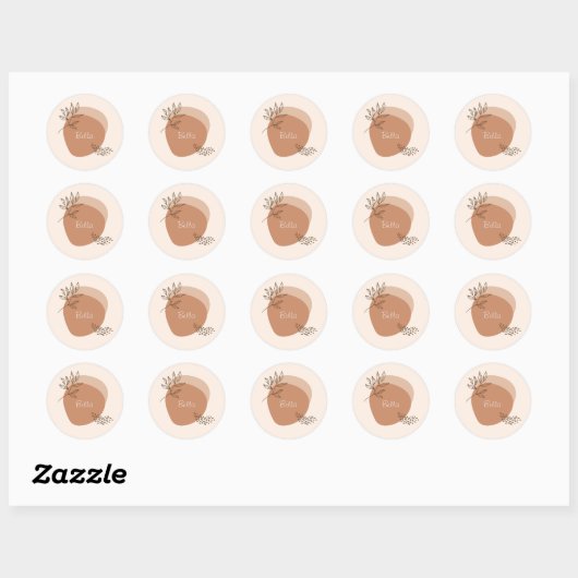 Ronde sticker - Gepersonaliseerde minimalistische  (Vel)