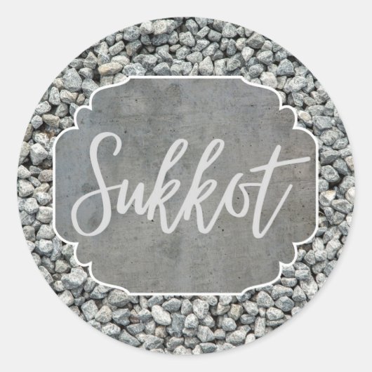 Ronde sticker geschenklabel Sukkot Zilver Grijs (Voorkant)