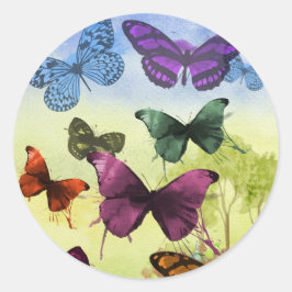 Ronde Sticker, Glanzend, Groot, 3 inch VLINDERS Ronde Sticker