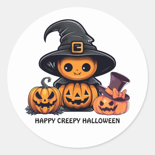Ronde sticker: HALLOWEEN Griezelen Sticker (Voorkant)