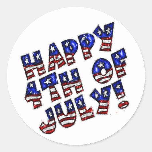 Ronde Sticker/Happy 4th van juli Ronde Sticker (Voorkant)