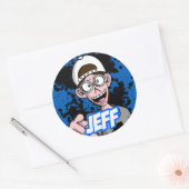 Ronde Sticker Jeff (Envelop)