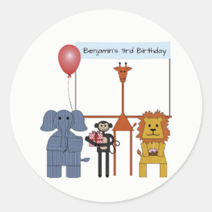 Ronde sticker Jungle Dieren Verjaardagsfeestje