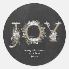 Ronde Sticker kerstfeestdagen met JOY Chalk