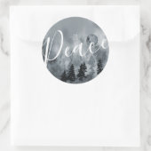 Ronde Sticker kerstinnebomen Waterverf marine (Tas)