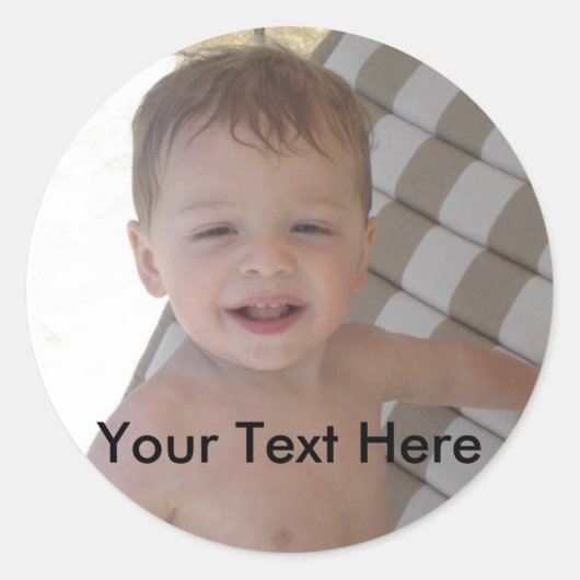 Ronde Sticker met aangepaste tekst en Afbeelding (Voorkant)