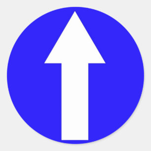 Ronde sticker met alleen een pijl vooruit