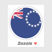 Ronde sticker met de vlag van de Cookeilanden (Vel)