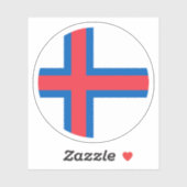 Ronde sticker met de vlag van de Faeröer (Vel)