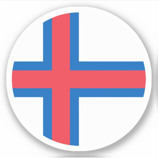 Ronde sticker met de vlag van de Faeröer (Voorkant)
