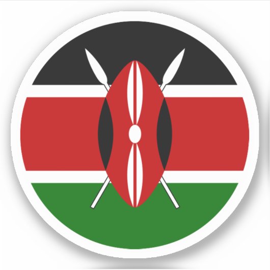 Ronde sticker met de vlag van Kenia (Voorkant)