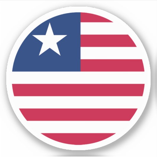 Ronde sticker met de vlag van Liberia (Voorkant)