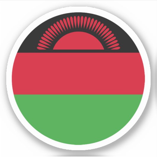 Ronde sticker met de vlag van Malawi (Voorkant)